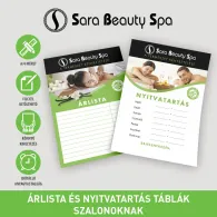 Price List and Opening Hours Boards for Salons (in Hungarian)