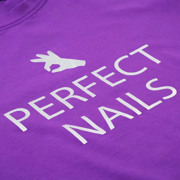 Tricou violet Perfect Nails cu logo metalic L