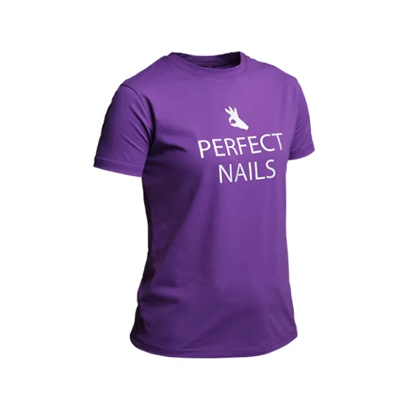 Tricou violet Perfect Nails cu logo metalic L