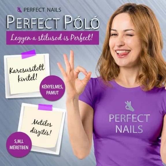 Tricou violet Perfect Nails cu logo metalic M