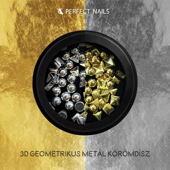 3D Geometric Metallic Nail Art - Gold
