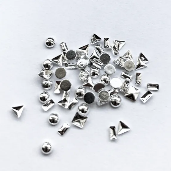 3D Geometric Metallic Nail Art - Silver