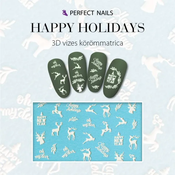 Nail Sticker - 3D Happy Holidays