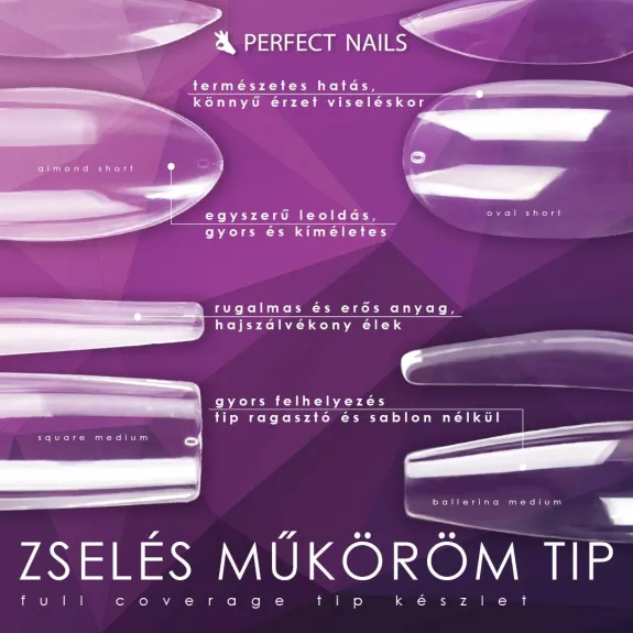 Full Coverage Gel Artificial Nail Tip - Almond Short